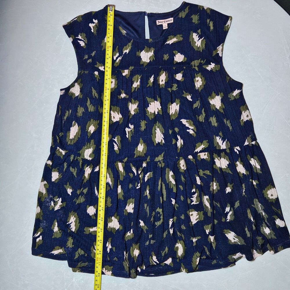 Juicy Couture Layered Babydoll Blue With Pink Flowers Sleeveless Top Size S - Picture 7 of 7